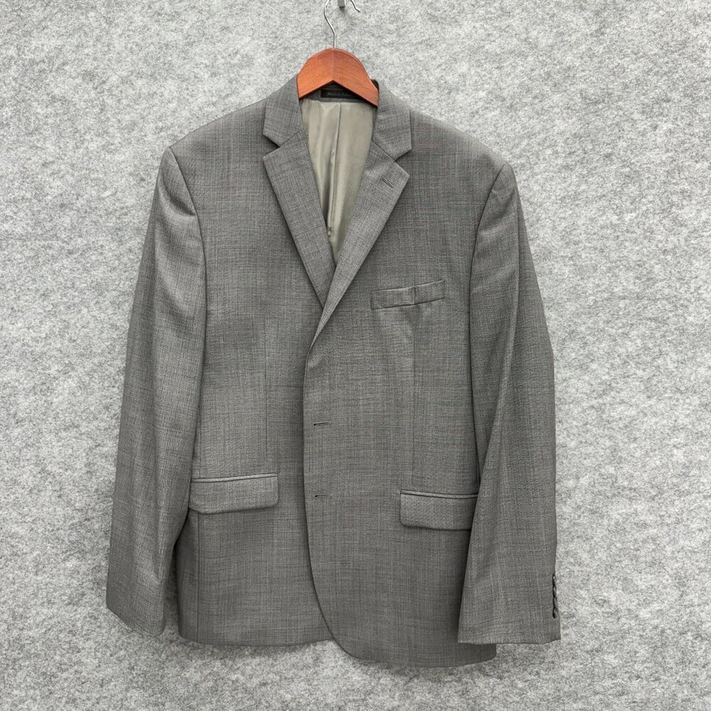 Calvin Klein Men's Blazer Sport Coat Suit Jacket, Vented, 100% Wool, Silver, 42R